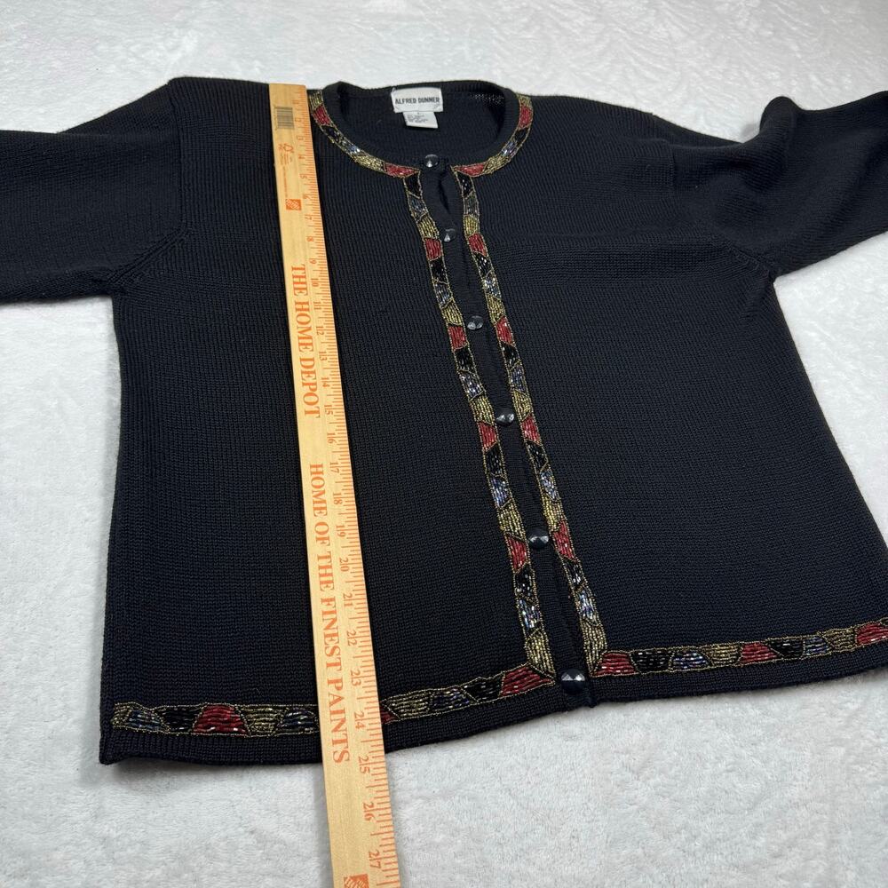 Alfred Dunner Wool Blend Womens Large Embellished Trim Black Button Down Sweater - Picture 6 of 7